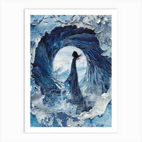 Woman In A Blue Dress Art Print