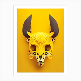 Animal Skull Yellow 3 Mexican Art Print