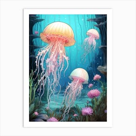 Turritopsis Dohrnii Importal Jellyfish Illustration 4 Art Print