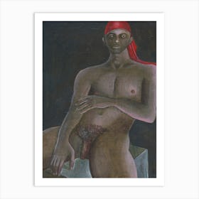 Male Nude With A Red Bandana - painting erotic homoerotic sex adult mature Anton Maliar man Art Print