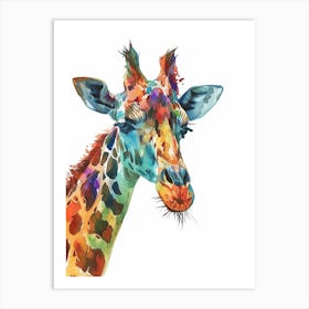 Giraffe Watercolour Face Portrait Art Print