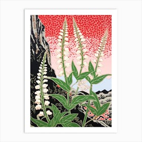 Suzuran Lily Of The Valley Vintage Botanical Woodblock Art Print