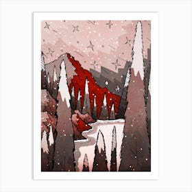 A Red Winter S View Art Print