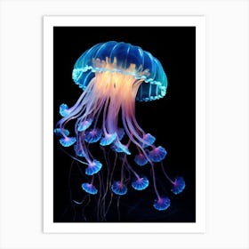 Lions Mane Jellyfish Neon Illustration 2 Art Print