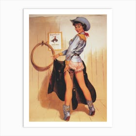 Cowgirl With Chaps, Vintage, Retro Western Aesthetic Art Print