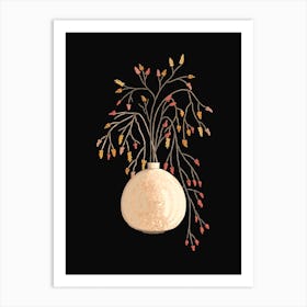 Branches With Berries In Vase  Art Print