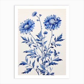 Blue Botanical Asters 8 Art Print