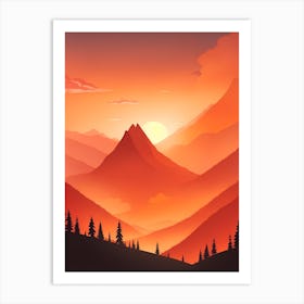 Misty Mountains Vertical Composition In Orange Tone 368 Art Print