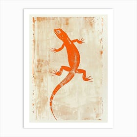 Orange Chuckwalla Lizard Block Print 2 Art Print