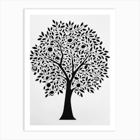 Orange Tree Simple Geometric Nature Stencil 1 1 Art Print