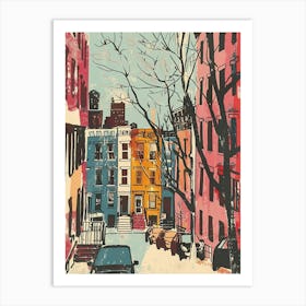 Kingsbridge New York Colourful Silkscreen Illustration 3 Art Print