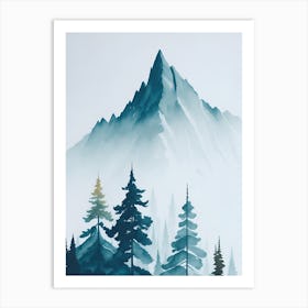 Mountain And Forest In Minimalist Watercolor Vertical Composition 52 Art Print