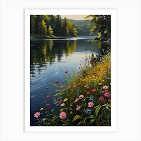 Wildflowers At The Lake Art Print