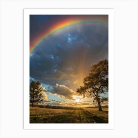 Rainbow Over A Field Art Print