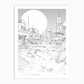 Tatooine (Star Wars) Fantasy Inspired Line Art 4 Art Print