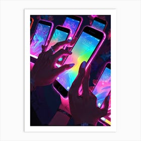 Glowing Iphones Art Print