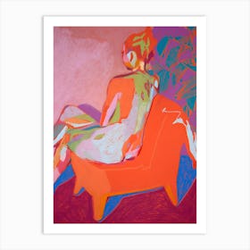 Nude On Orange Chair Art Print