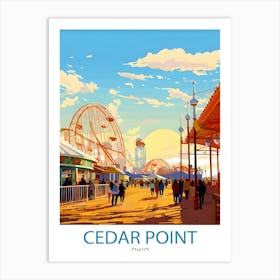 Cedar Point Ohio Print Amusement Park Art Roller Coaster Wall Decor Sandusky Attraction Poster Thrill Ride Illustration Theme Park Adventure1 Art Print