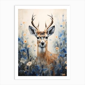 Deer In Flowers Art Print