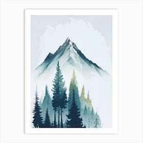 Mountain And Forest In Minimalist Watercolor Vertical Composition 42 Art Print