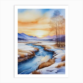 Sunset By The River 3 Art Print