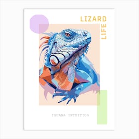 Blue Iguana Modern Illustration 2 Poster Art Print