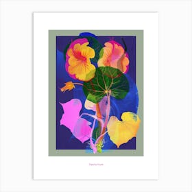 Nasturtium 3 Neon Flower Collage Poster Art Print