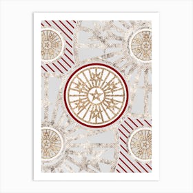 Geometric Abstract Glyph in Festive Gold Silver and Red n.0028 Art Print