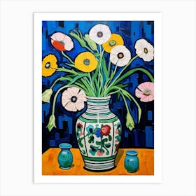 Flowers In A Vase Still Life Painting Cosmos 1 Art Print