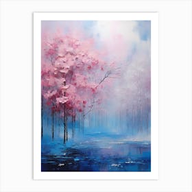 Pink Trees In The Mist Art Print