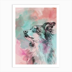 Collie Dog Pastel Line Painting 1 Art Print