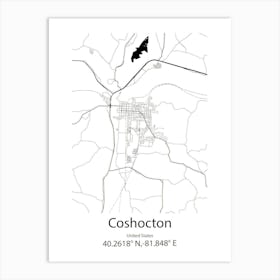 Coshocton,United States Minimalist Map Art Print