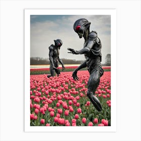 Aliens In Tulip Field Art Print