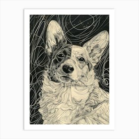 Cardigan Welsh Corgi Line Sketch 2 Art Print