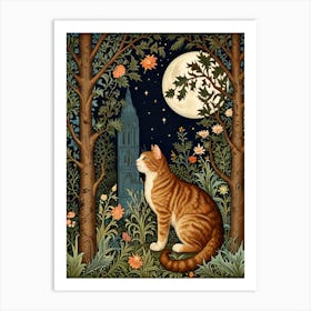 William Morris Cat In The Moonlight 3 Art Print