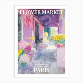 Vintage Flower Market Painting Paris Art Print