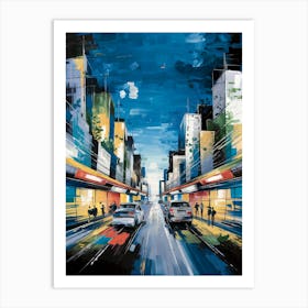 An Abstract Acrylic Painting Of A Bustling City Art Print