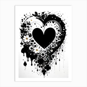 Black And White Heart 6 Art Print