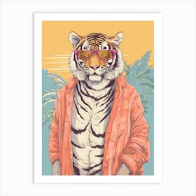 Tiger Illustrations Wearing A Sarong 1 Art Print