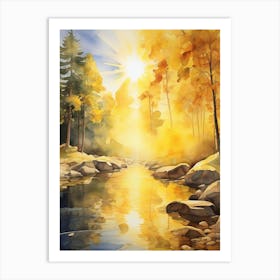 Watercolor Of Autumn Forest Art Print