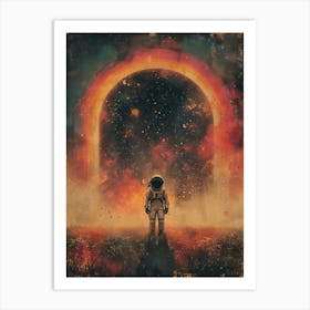 Space Odyssey: Retro Poster featuring Asteroids, Rockets, and Astronauts: Space Art Art Print