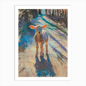 Lamb On The Road Art Print