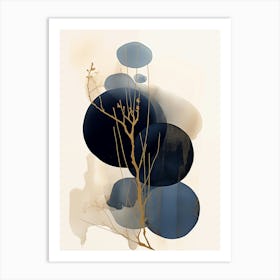 Black, Blue And Gold Abstract Painting 7 Art Print