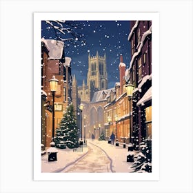 Winter Travel Night Illustration York United Kingdom 2 Art Print