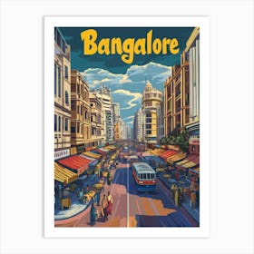 Aihrgdesign A 1970s Inspired Travel Poster For Bangalore Art Print