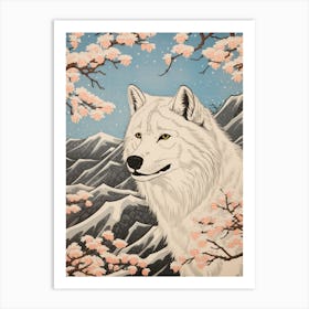 Arctic Wolf Vintage Japanese 3 Art Print