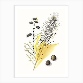 Black Mustard Seed Spices And Herbs Pencil Illustration 2 Art Print