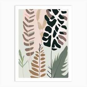 Sensitive Fern Wildflower Modern Muted Colours 1 Art Print