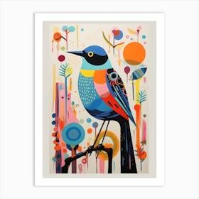 Colourful Scandi Bird Robin 2 Art Print