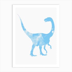Pastel Blue Dinosaur Silhouette 1 Art Print